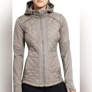 Women's Quilted Hooded Jacket - Gray